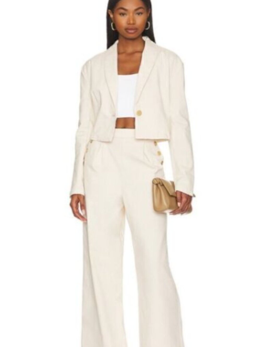 SPLENDID x Rachelove Cream Cropped Boxy Single Button Blazer--NWT--XL - Picture 11 of 15